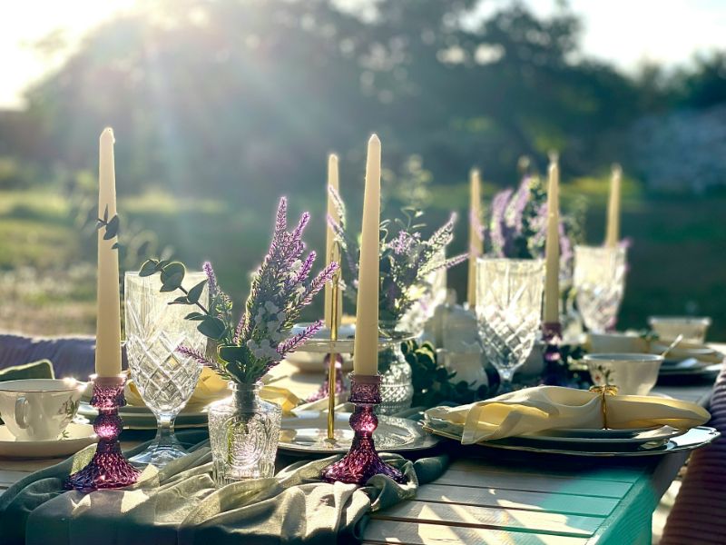 picnic di lusso romantico in giardino