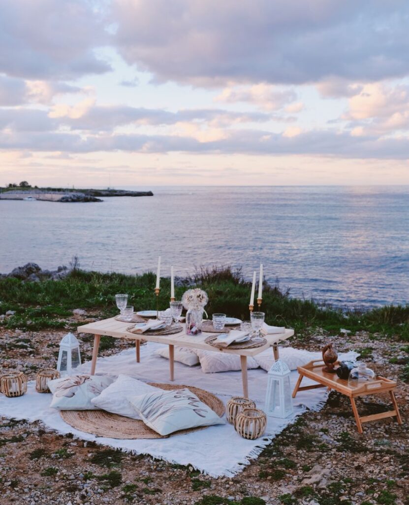 luxury picnic vista mare per proposta di matrimonio